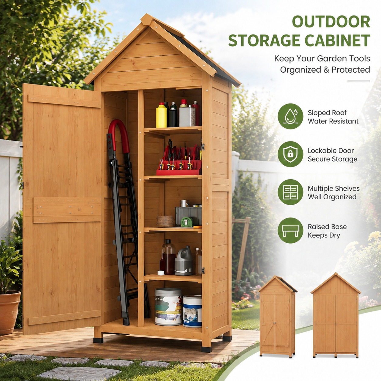 Gardening Tools Organiser - Armadio da Esterno in Legno per